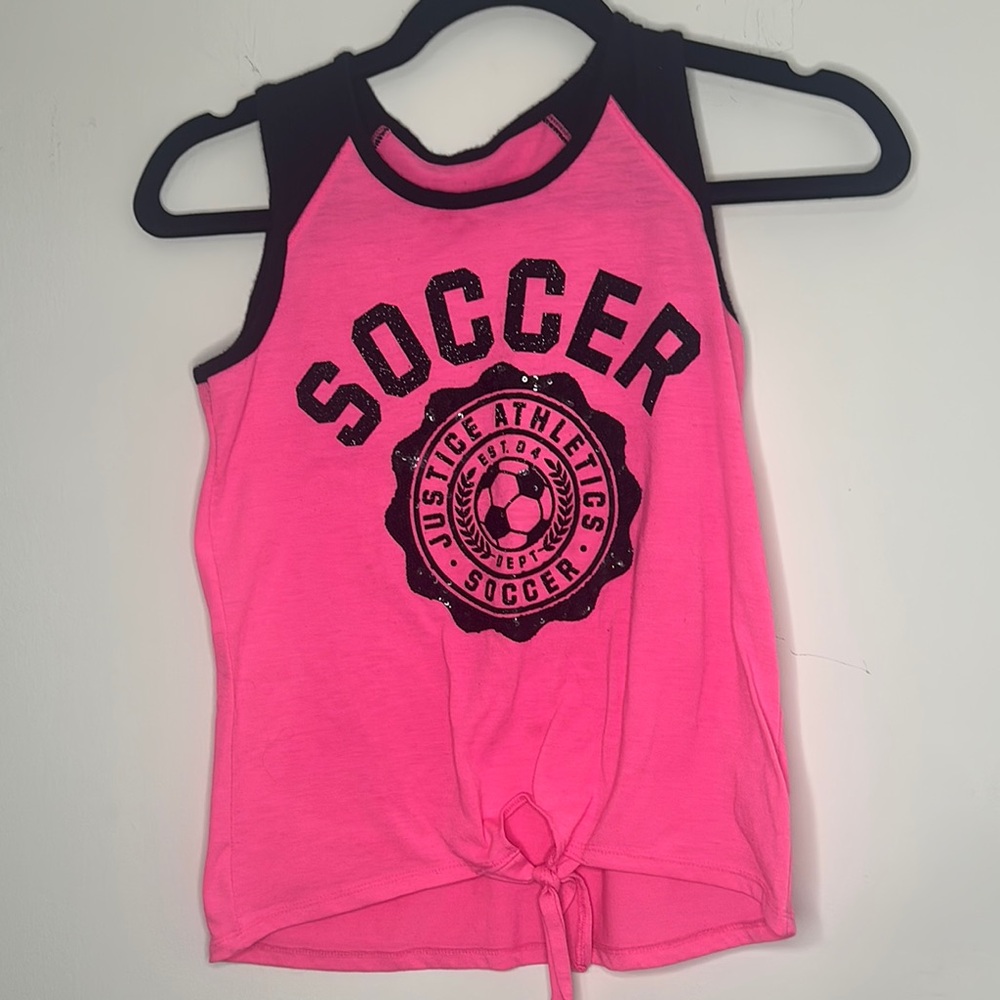 Justice Pink and Black Soccer Tank Top